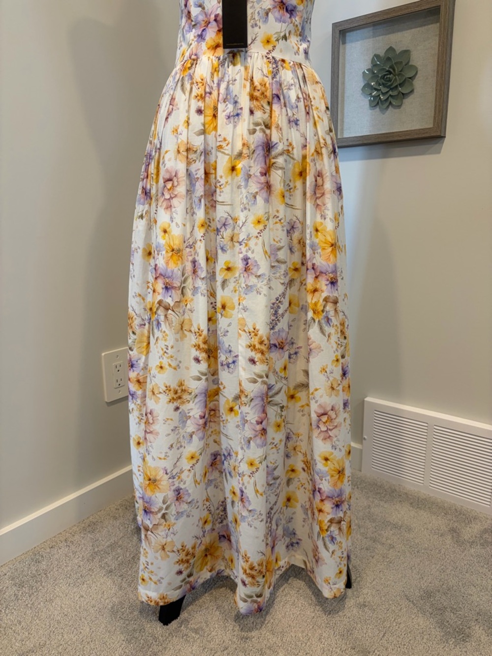 Aqua Blu Floral Cotton & Silk Wedding Guest Formal Dress With Pockets NWT! - Picture 13 of 16